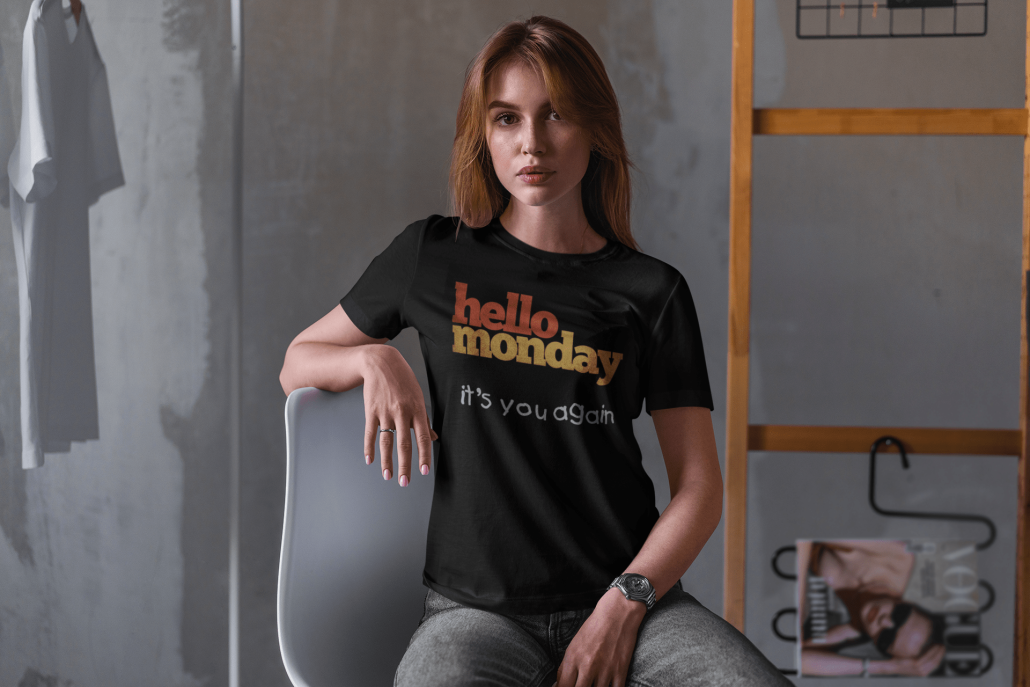 girl with custom Monday shirt